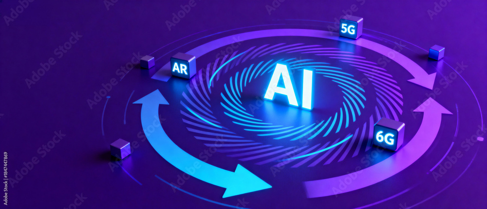 Fototapeta premium AI technology with 5G and 6G connectivity