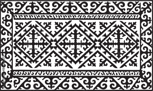 Traditional Central Asian for stencil, laser cutting, engraving, textile printing, wall decoration, and decorative architectural elements.