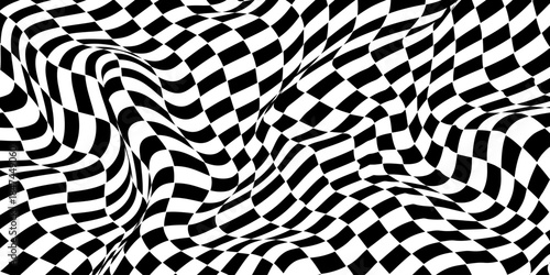 Black and white chess pattern.  Abstract checkered chessboard or checkerboard for game, grid with geometric square shape. Retro mosaic floor.  Racing flag vector illustration. Chess pattern