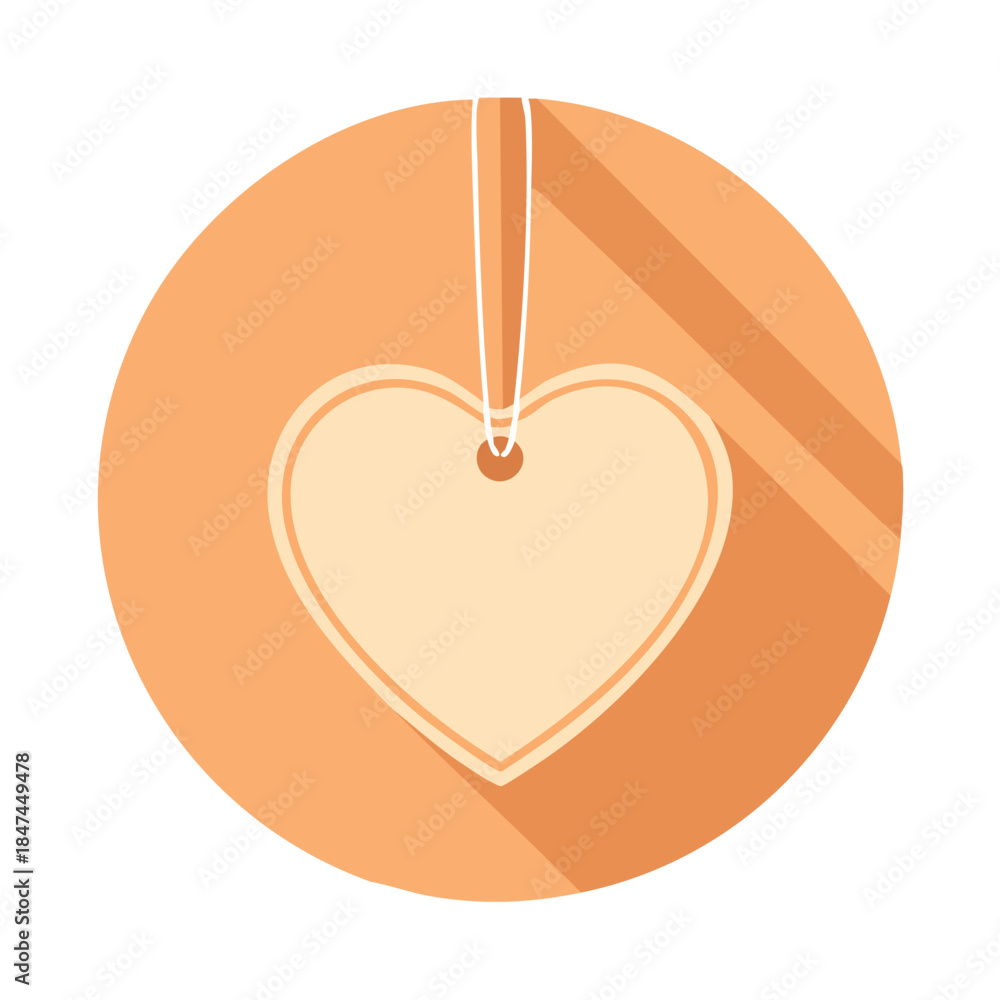 Obraz premium Charming Valentine Heart Gift Tag Hanging Ribbon Design