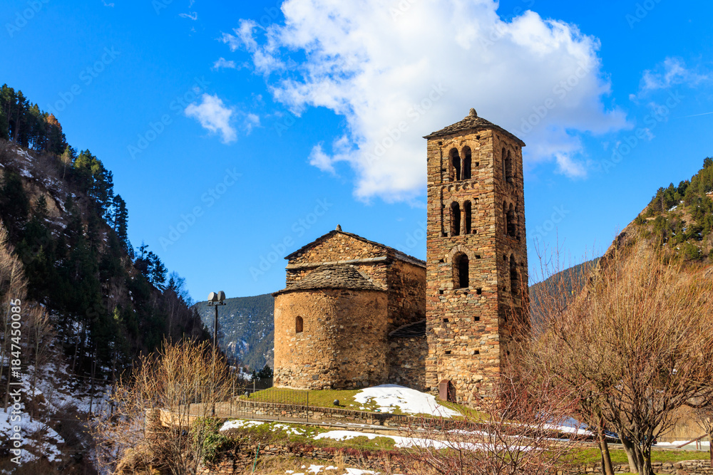 Fototapeta premium Sant Joan de Caselles Church (12 century) in Canillo, Andorra