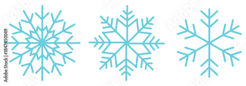 Snowflake different icons. Blue snowflake icon set isolated vector illustration. snowflakes icon, snow or snowflake winter symbol set vector art illustration isolated on transparent