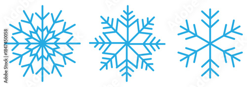 Snowflake different icons. Blue snowflake icon set isolated vector illustration. snowflakes icon, snow or snowflake winter symbol set vector art illustration isolated on transparent