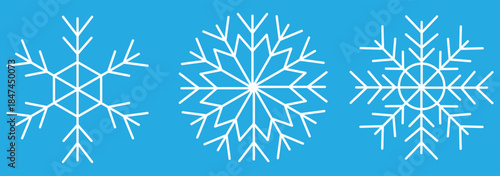 Snowflake icons set. Christmas and winter collection. Vector illustration.