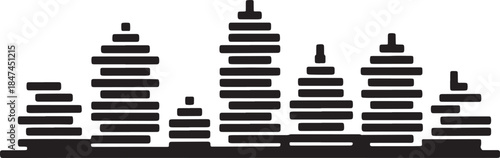 Cityscape made of bars depicting data visualization and analysis of urban growth