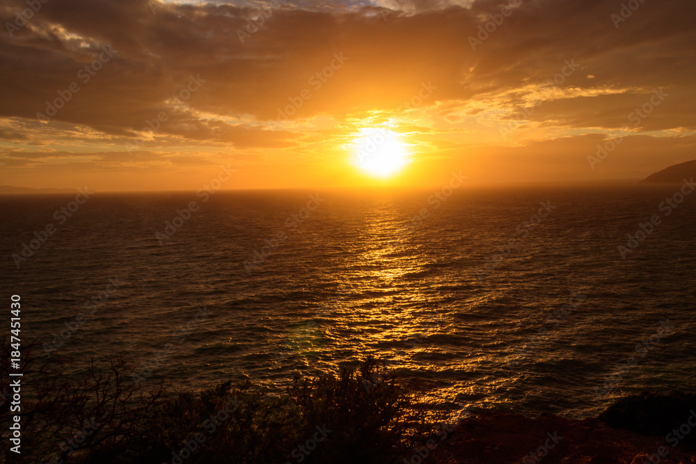 Fototapeta premium Sunset at the Cape Sounio, Greece