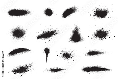 Black Ink Brush Strokes ink blots on white