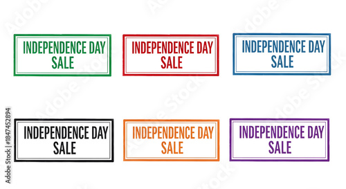 Collection of six grunge independence day sale banners on transparent background