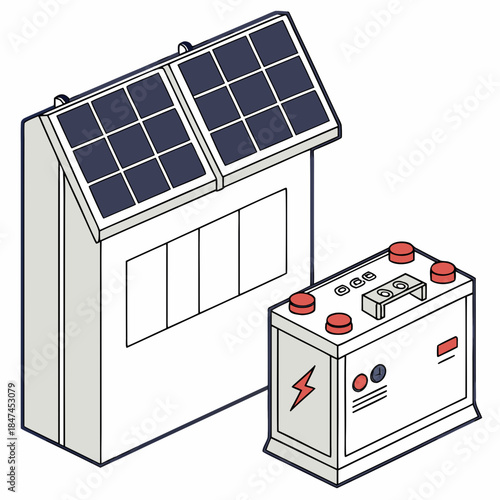 Solar panel and battery bank system renewable energy