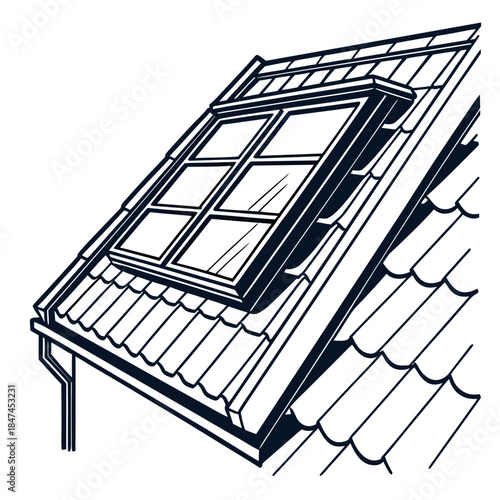 Close up of angled solar shingles on metal roof with skylight 1
