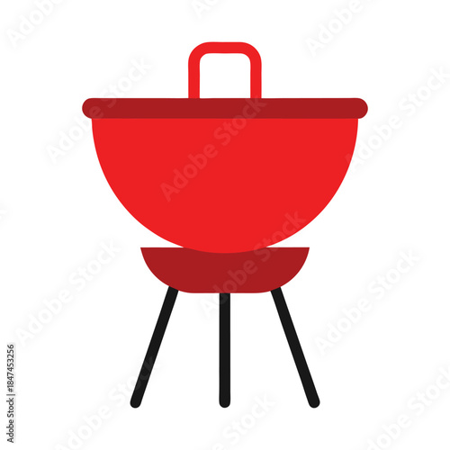 Outdoor cooking equipment barbecue grill illustrated in a bold flat appliance style Vector illustration