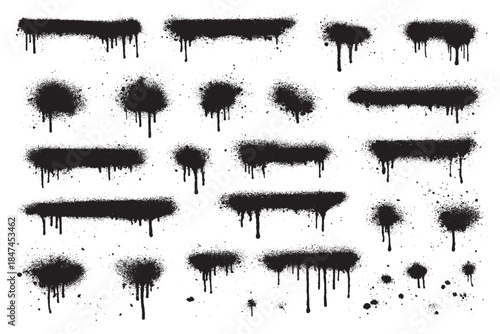 set of black ink blots, splashes, and splatters perfect for grunge design