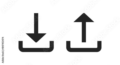 Download and upload flat icons on a white background. Vector illustration