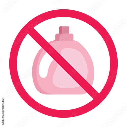 No detergent sign, forbidden detergent sign, detergent prohibited symbol, do not use detergent, vector illustration
