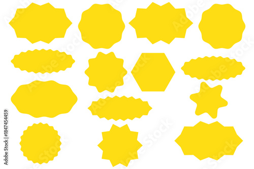 Set of Ten Black Starburst Badges Vector Icons for Promotional Seals, Guaranteed Labels, and Sale Stickers