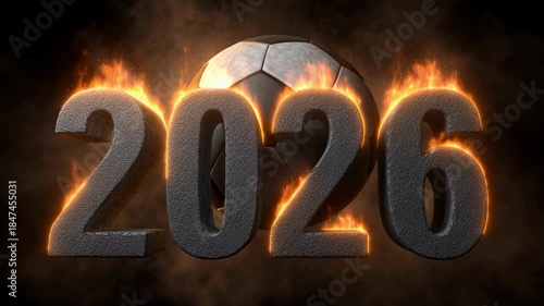 Countdown to fiery soccer 2026 dynamic arena graphic design concept