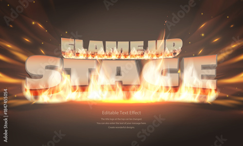[Editable Text Effect Logo] ”Flame up   Stage  Logo” The title logo style is  A blazing background with intense flares and a burning logo.