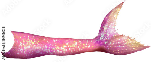 Glittering pink and gold mermaid tail with graceful flared fin, sparkling scales and dreamy highlights, perfect for fantasy artwork, ocean princess parties and magical decor themes

