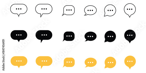 Chat speech bubble icon set vector. message, comments, communication symbol. vector illustration.