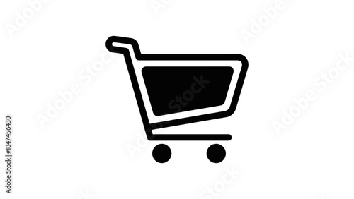 Black shopping cart vector icon for e-commerce and retail
