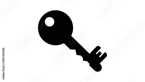 Simple key icon silhouette. Black vector 