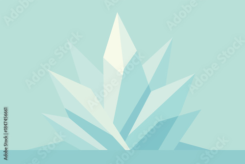 Stunning crystal ice formation on serene turquoise background