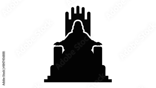 Silhouette icon of God on a throne. Biblical Christian symbol of majesty and sovereignty. Minimalist flat vector illustration