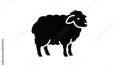 Black sheep icon. Minimalist flat design vector illustration. Farm animal symbol isolated on transparent background