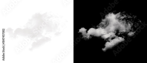 White cloud cutout with alpha channel mask against a dark background for design projects