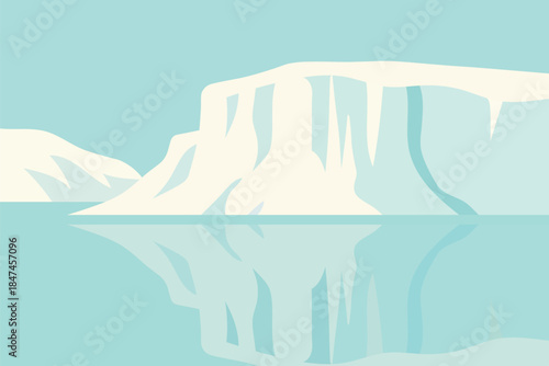 Serene iceberg landscape with calm waters and clear blue sky