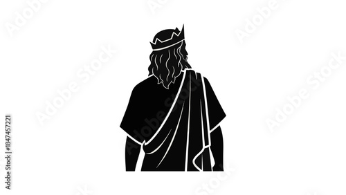 King or royal figure silhouette vector. Ancient monarch with crown and robe. Historical and religious illustration isolated on transparent background