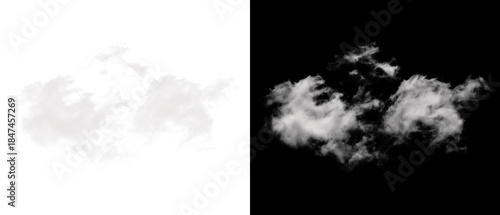 White cloud with alpha channel mask for digital effects on black background