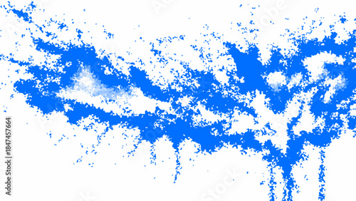 Abstract Blue Paint Explosion Texture on White Background with Smoke-Like Energy Trails, Dynamic Ink Splatter, Organic Pigment Burst and High-Contrast Grunge Effect for Modern Graphic Design and Digit