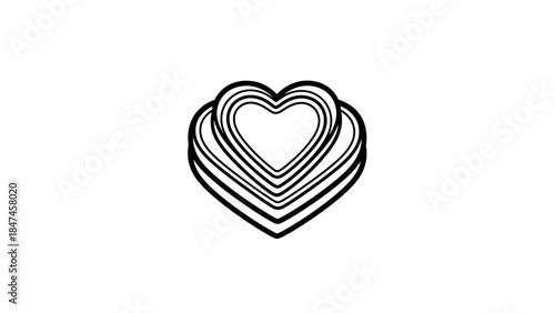Minimalist Heart Shape with Concentric Lines Embodying Love and Connection