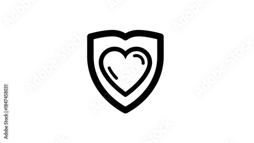 Minimalist Heart Shield Icon Representing Protection and Care in Digital Design