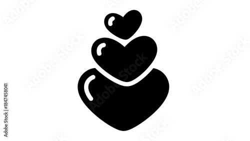 Minimalist Heart Stack Illustration Symbolizing Love and Affection in Black and White