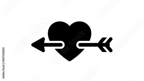 Minimalist Heart with Arrow and Directional Symbol Crossing for Love and Guidance