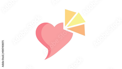 Minimalist Heart with Abstract Lemon Slice Segments for Freshness and Love Expression