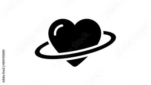 Minimalist Heart with Celestial Ring Design Emphasizing Love and Cosmos