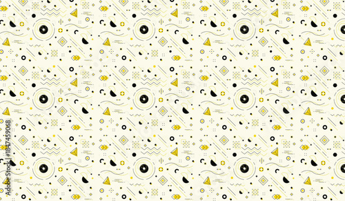Modern Abstract Geometric Patterns with Yellow and Black Shapes on a Light Background - Trendy Design