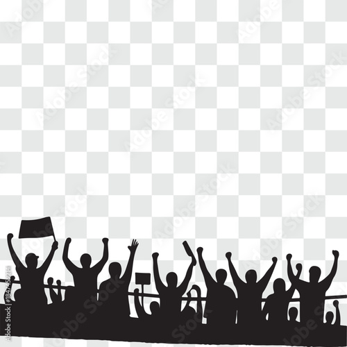 Baseball Stadium Crowd Silhouettes – Cheering Fans with Raised Arms