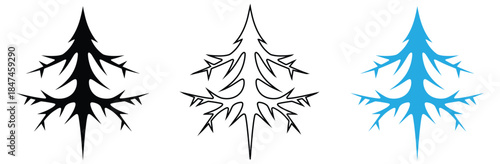 Unique snowflake designs in black and blue,Set of Snowflakes Christmas design vector. Snowflakes icons. Snow icon set.