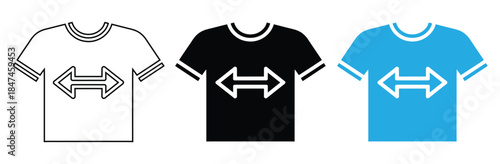 T shirts with arrows pointing in opposite directions on chest,two side t-shirt icon, vector illustration,Player Change sports glyph icon