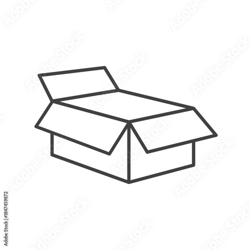 open empty cardboard line vector illustration element design template