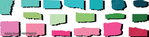 Creative Jagged Edge 3D Rectangle Collection – Colorful Torn Paper Frames for Headlines, Posters, Calligraphy Borders, and Grunge Style Background 