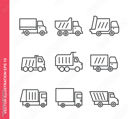 Truck icon. Outline icons collection. Editable stroke.