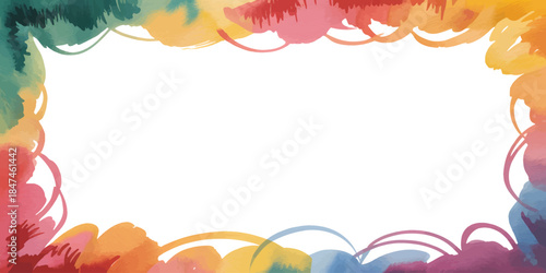 Loose watercolor frame with expressive brushstrokes and color bleeding effects