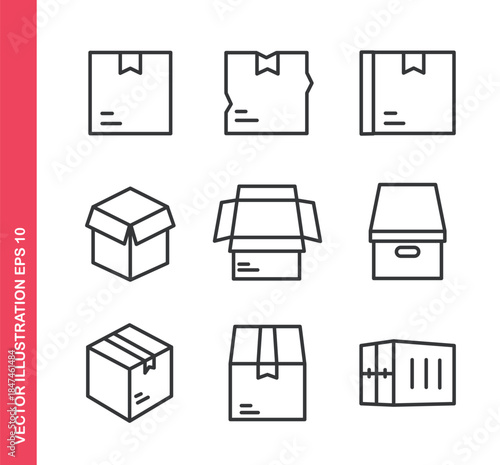 Box icon. Outline icons collection. Editable stroke.