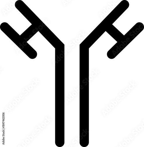 Antibody icon in flat style with immune system symbol. Medical science element, healthcare laboratory shape, microbiology research design for health diagnostics isolated on transparent background.
