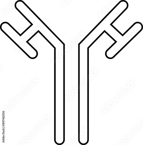 Antibody icon in line style with immune system symbol. Medical science element, healthcare laboratory shape, microbiology research design for health diagnostics isolated on transparent background.